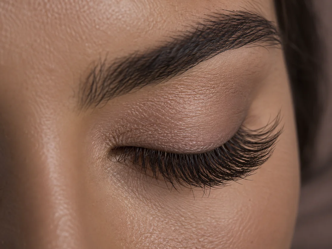 Close detail of textured hybrid lashes