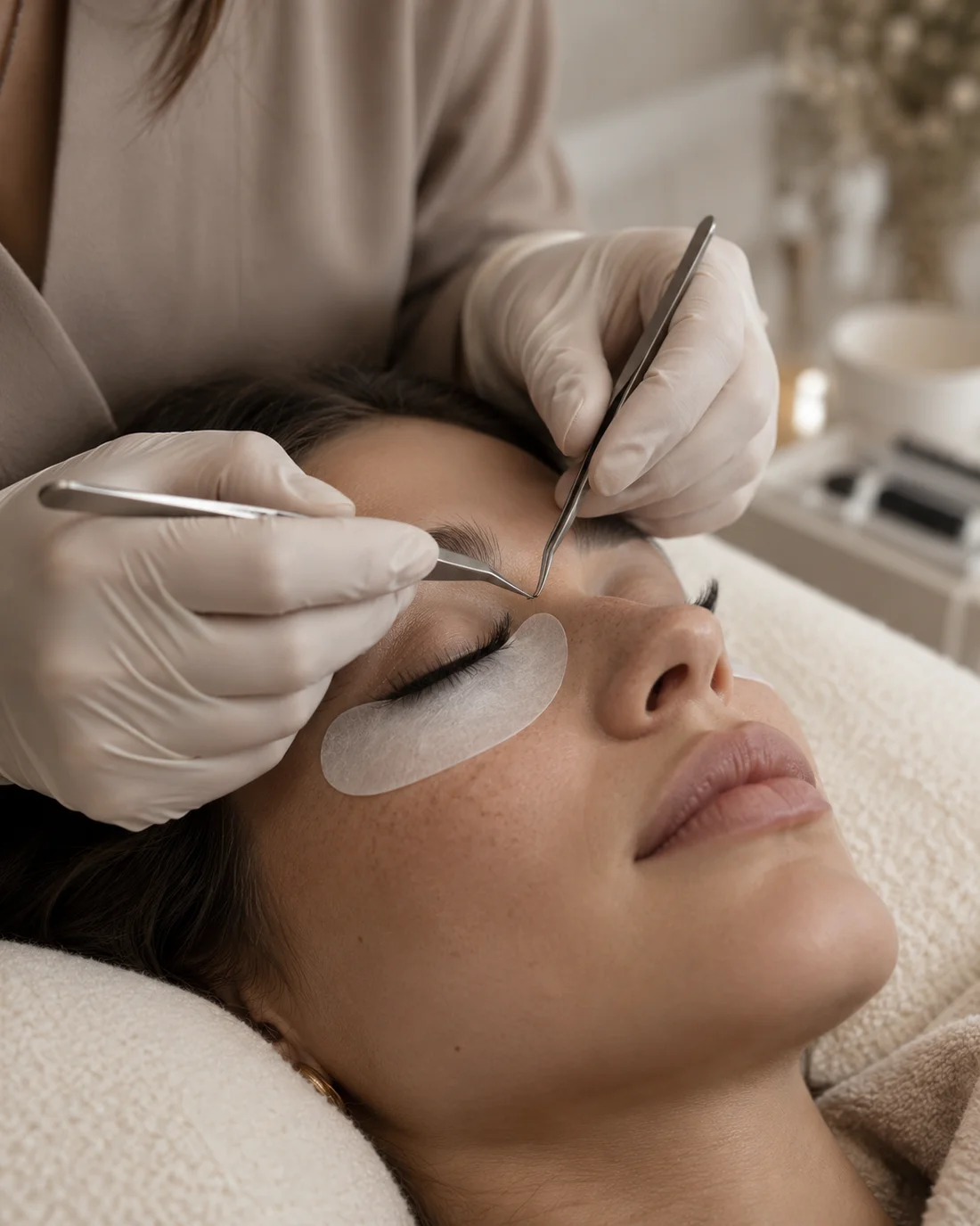 An artist working with precision lash tools